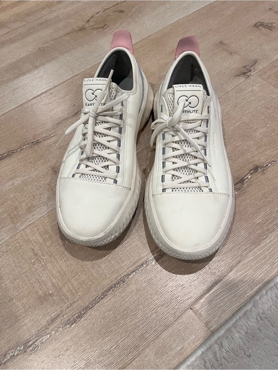 Cole Haan Shoes - Cole Haan White Leather Sneakers with Pink Heel Tab